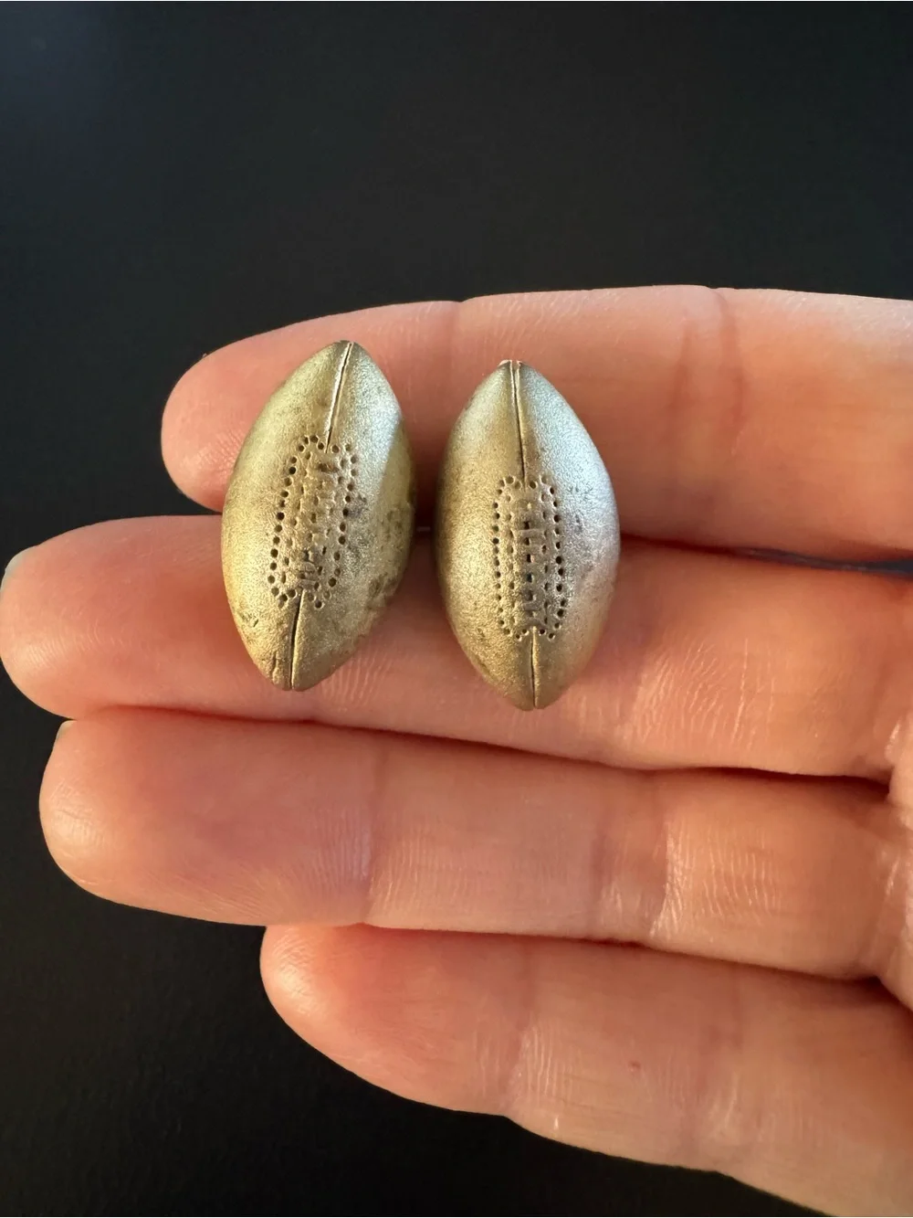 Vintage Gold Over Sterling Silver Football Cufflinks - Stamped STER - 21.8 grams